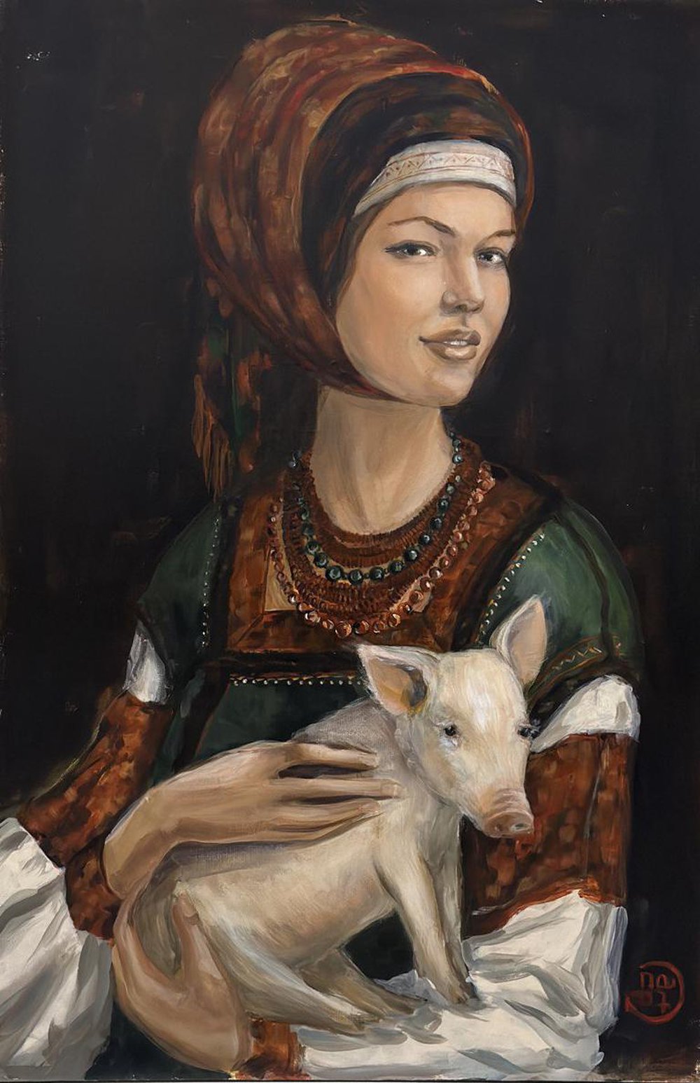 Lady with a piglet